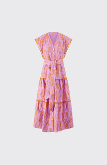Thread Embroidered Canvas Tiered Dress | Orchid