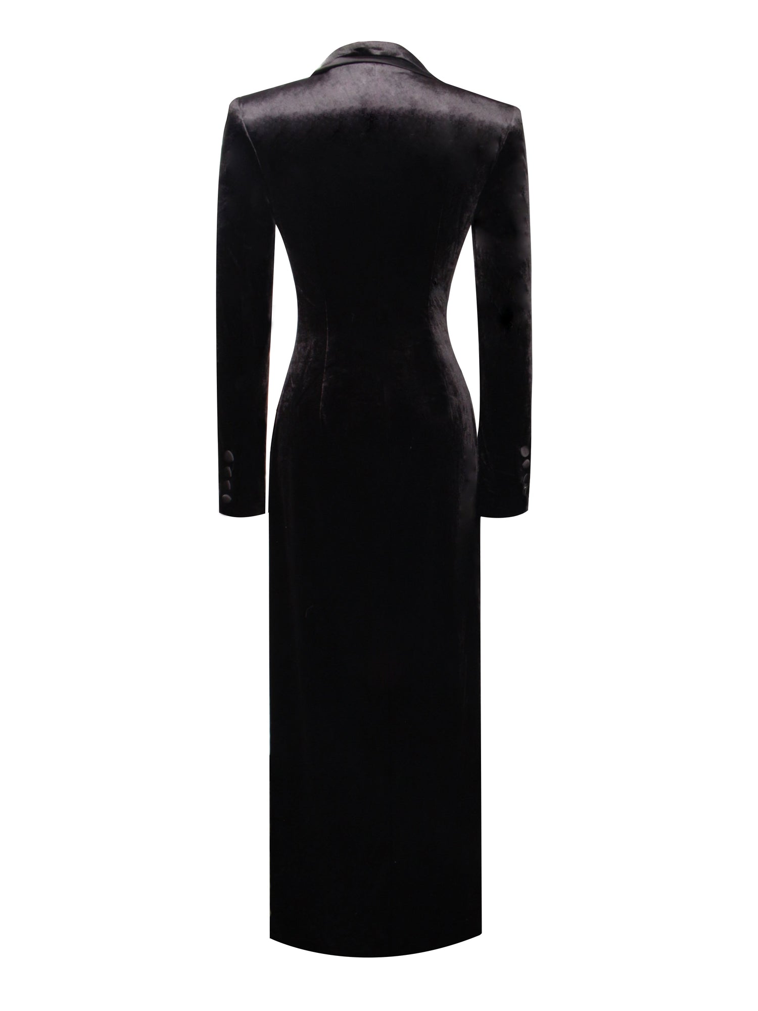 Willow Velvet High Slit Blazer Gown | Black