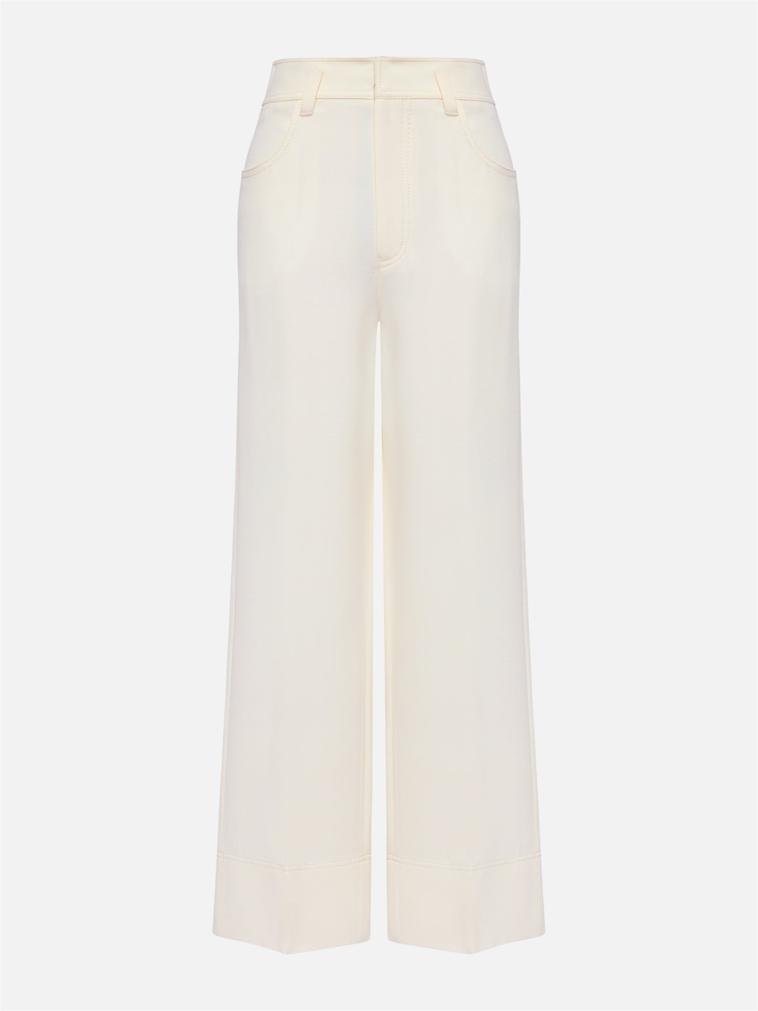 Mulberry Silk Wool Straight Pants | Beige