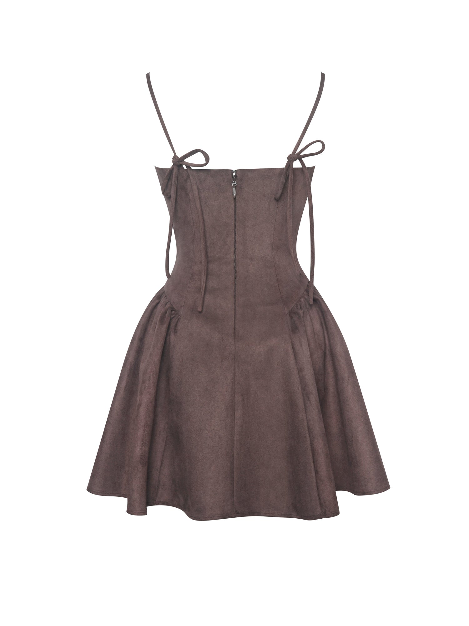 Raisa Vegan Suede Ruched Mini Dress | Mahogany