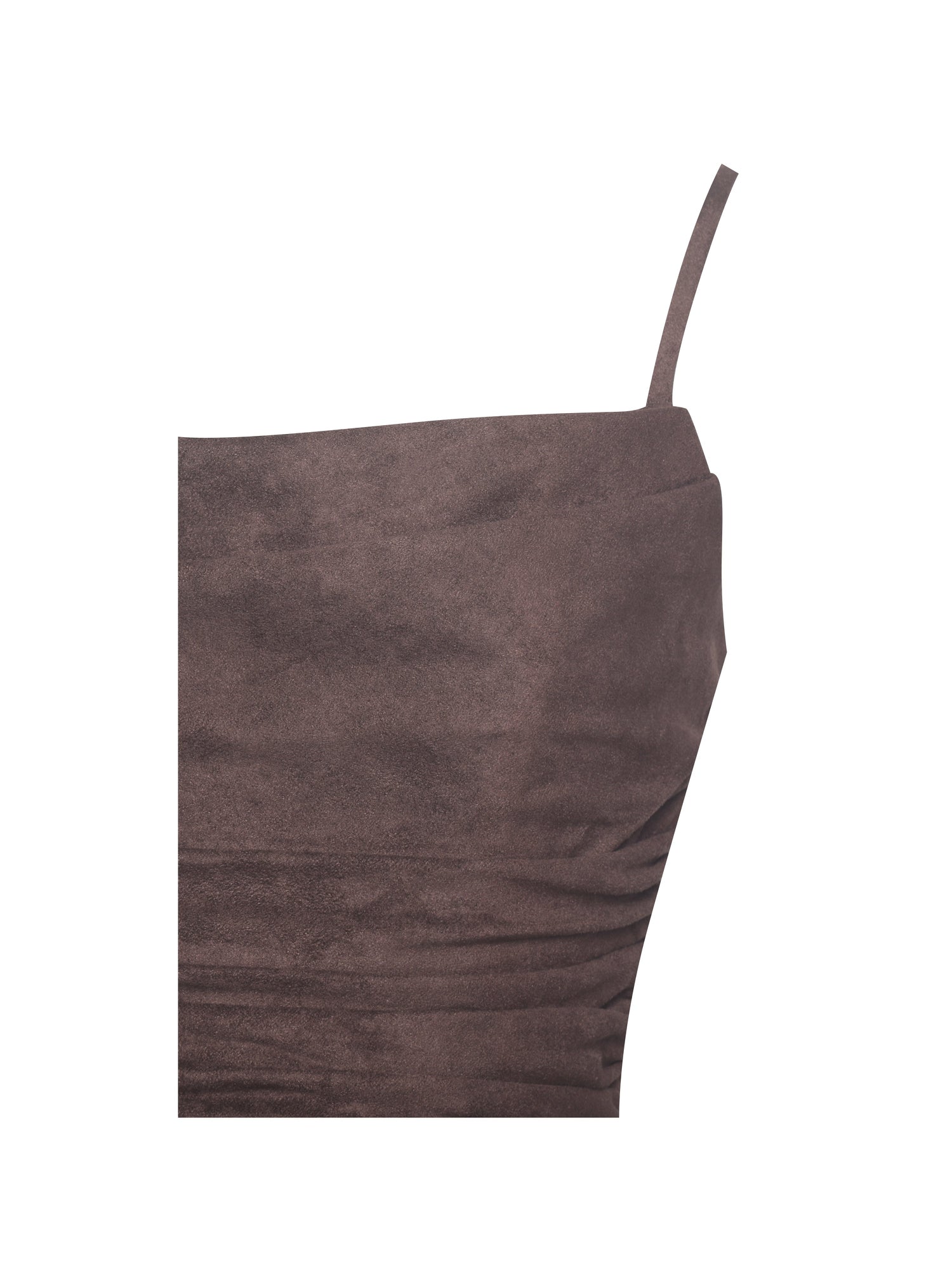 Raisa Vegan Suede Ruched Mini Dress | Mahogany