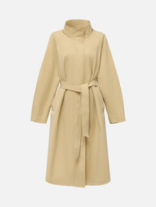 Stand Collar Belted Trench Coat | Khaki