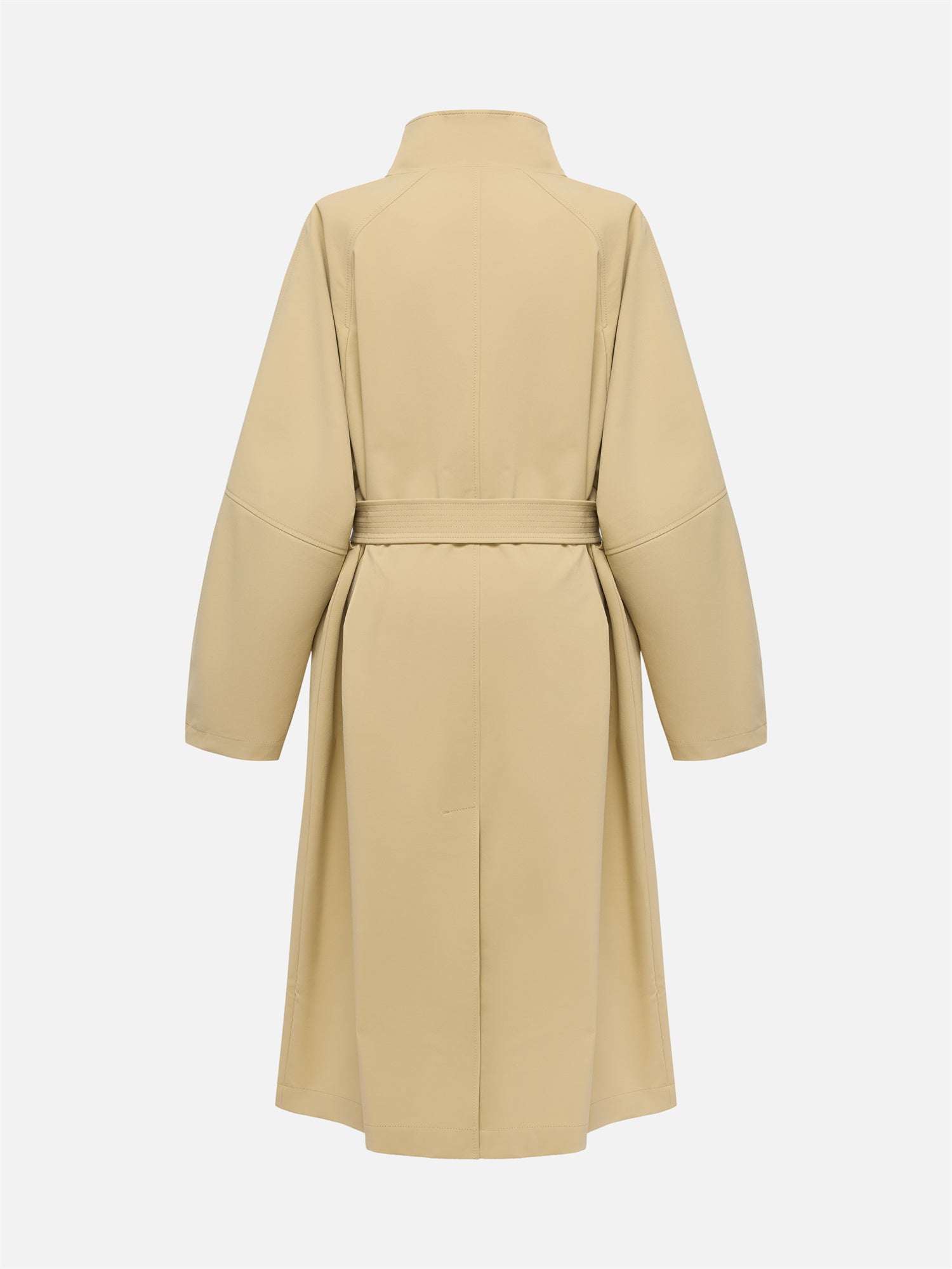 Stand Collar Belted Trench Coat | Khaki