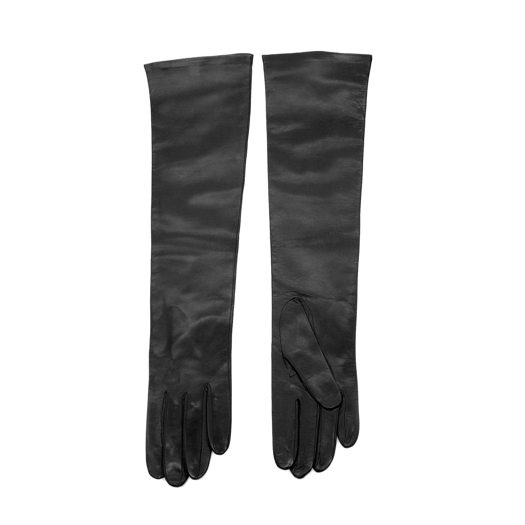 Long Leather Gloves With Cashmere Lining | Black