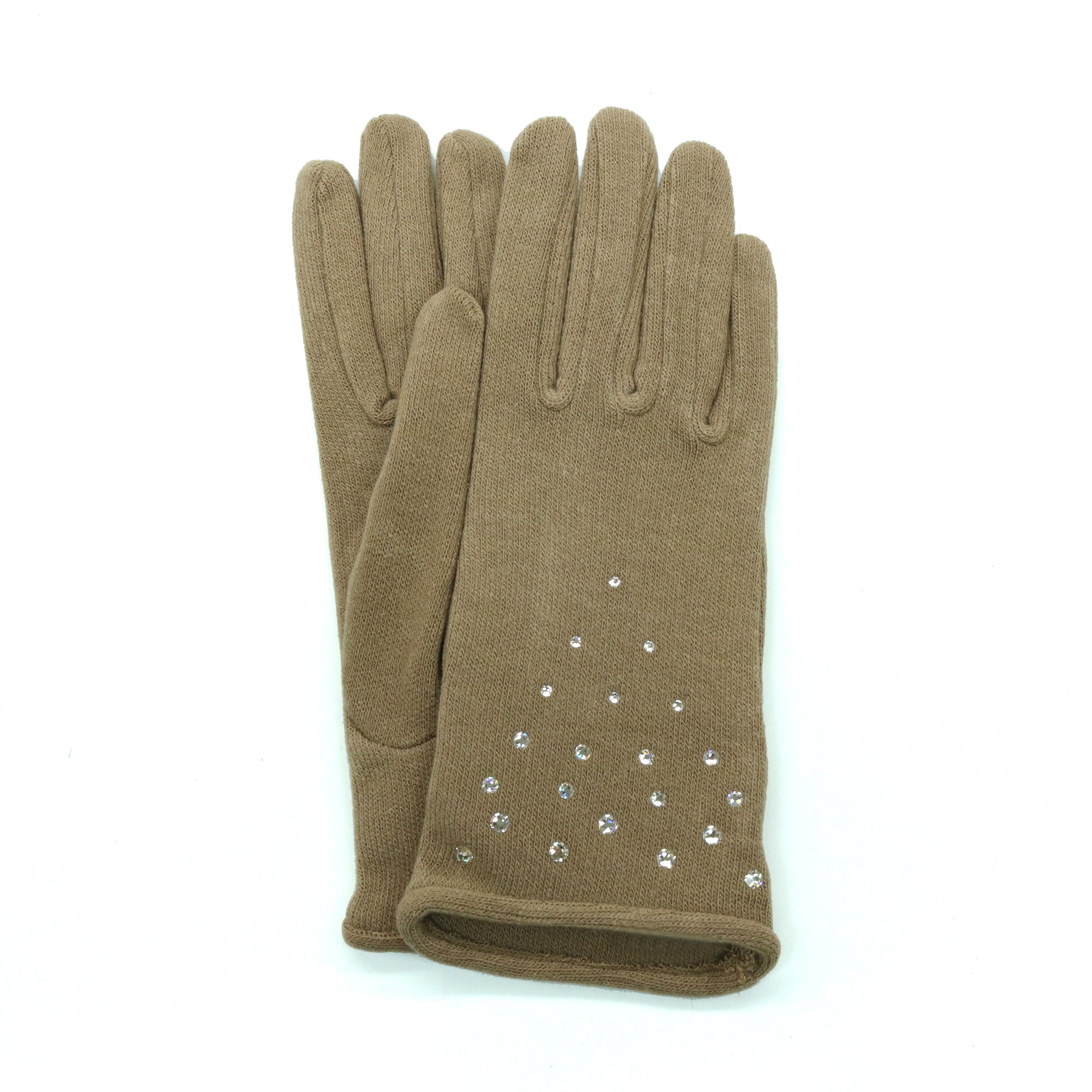 Womens | Gloves with Stones | Taupe