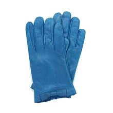 Leather Gloves With Bow | Mineral Blue