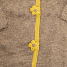 Kids | Knit Coat with Flowers | Nile Brown/Mustard
