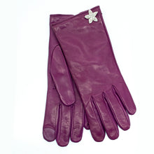 Tech Leather Gloves With Star Stud | Magenta