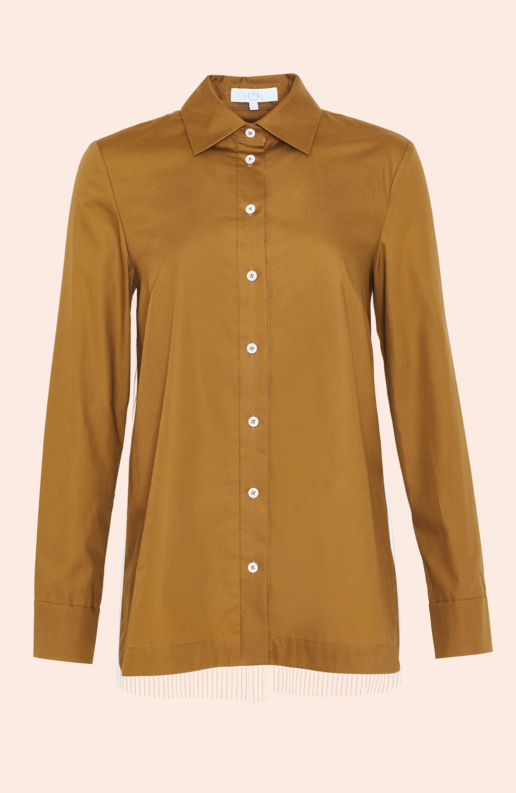 Cotton Poplin Button Down Top | Camel Multi