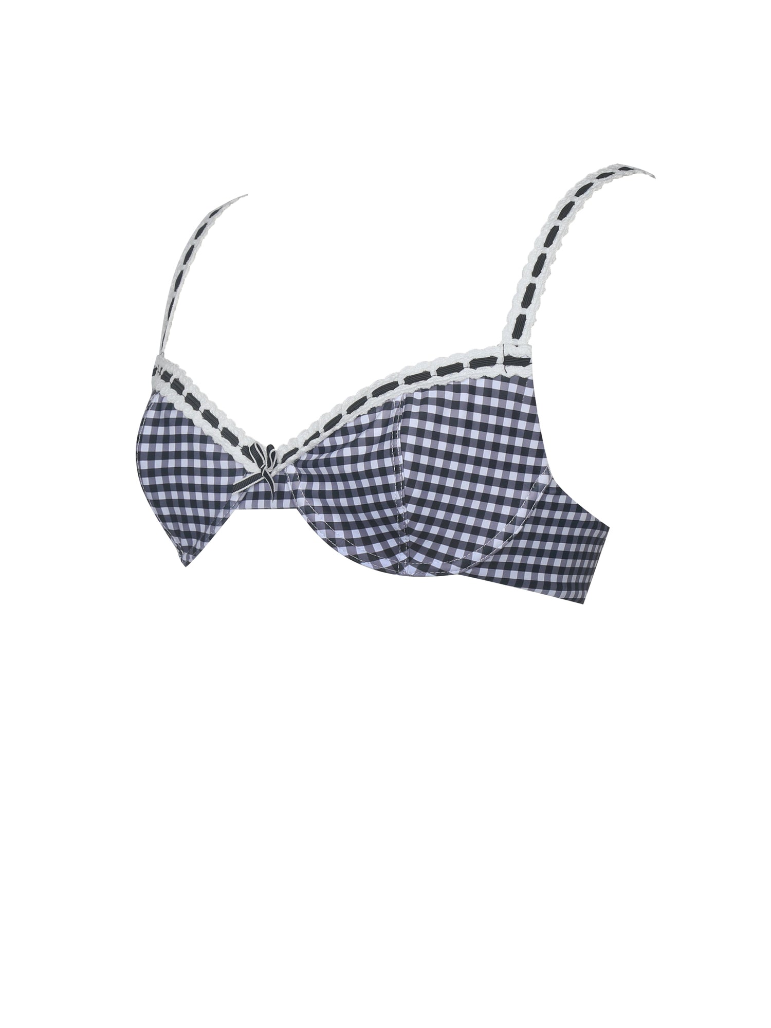 Lace Decoration Bikini Top | Geneva Gingham