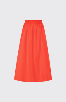 Tech Poplin Midi Skirt | Vermillion