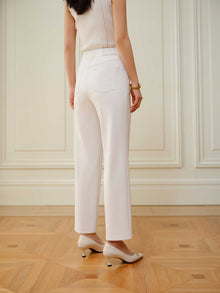Cropped straight-leg trousers | White