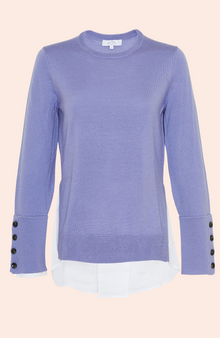 Poplin Combo Sweater | Periwinkle