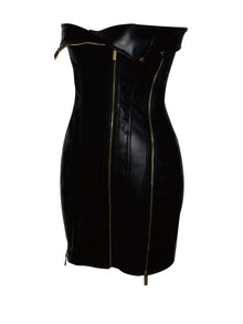 Annora Vegan Leather Mini Dress | Black