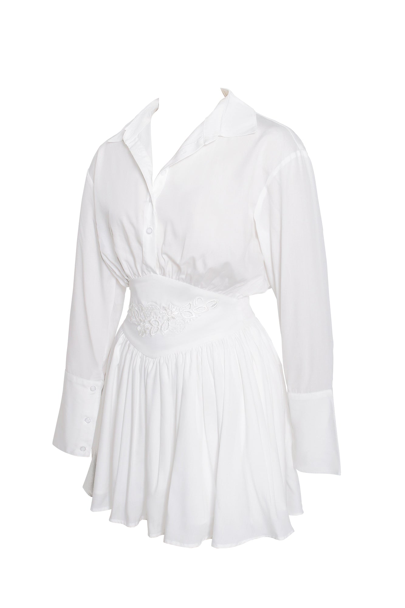 Jamila Lyocell Embroidered Shirt Mini Dress | White
