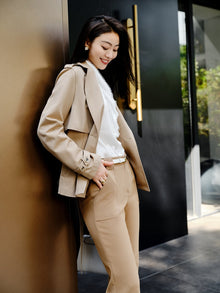 Woolen Trench Coat | Khaki