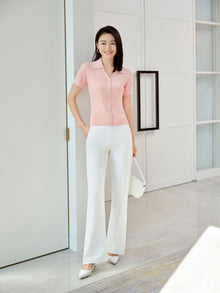 Silk Blend Knit Cardigan | Pink