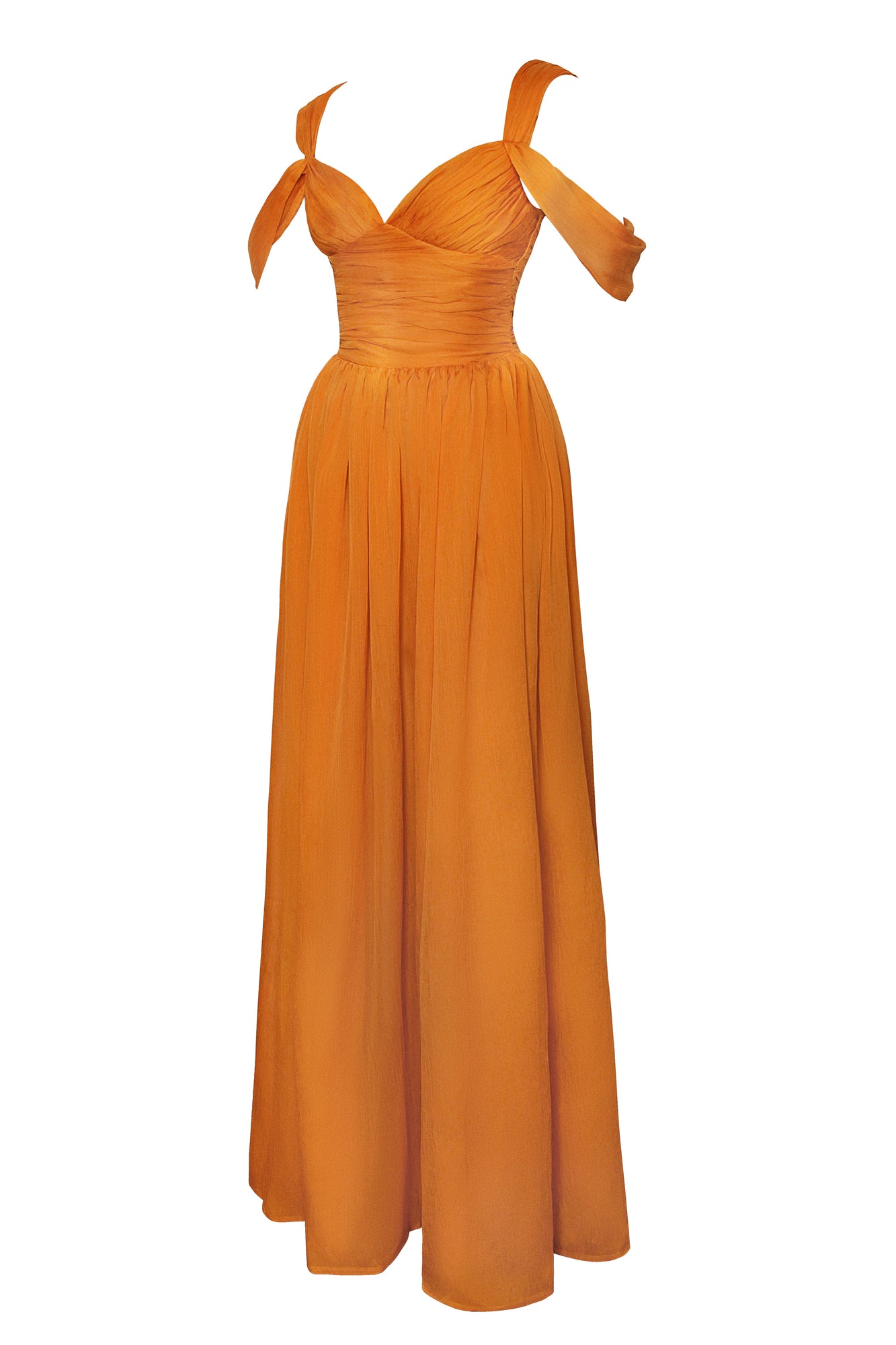 Jelani Layered Mesh High-Slit Drape Maxi Dress | Vibrant Orange