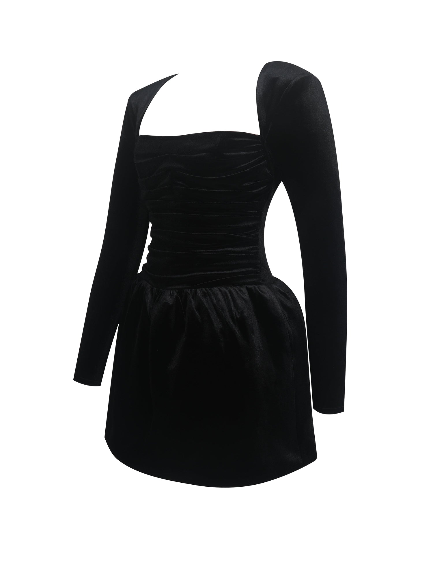 Catrina Velvet Square Neck Bow-Tie Mini Dress | Black
