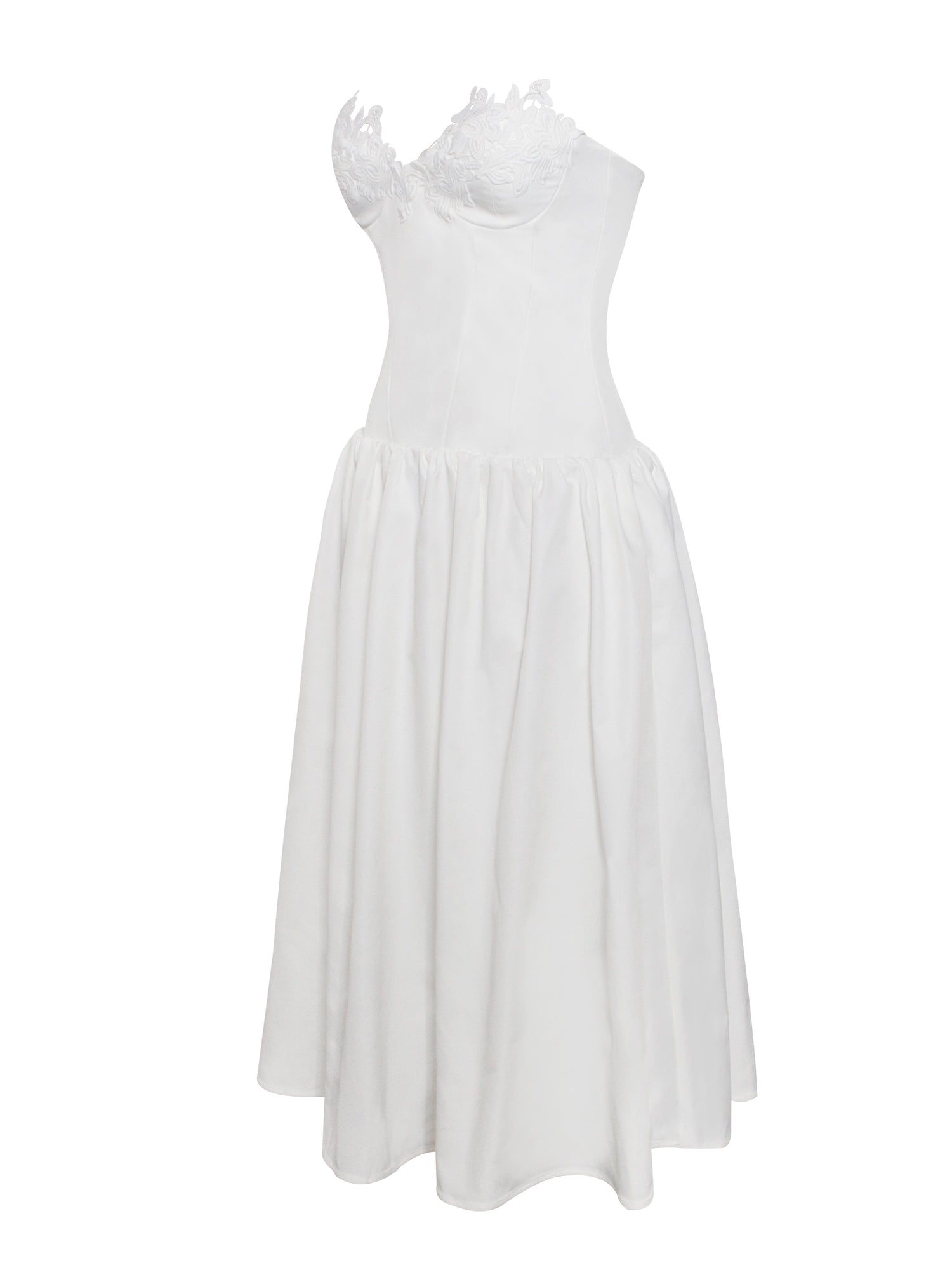 Rowan Lace Drop Waist Corset Sundress | White