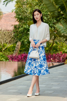 National Style Printed Skirt | Blue
