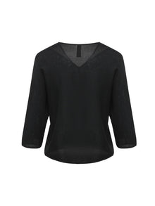 V-neck Loose Knit Sweater | Black
