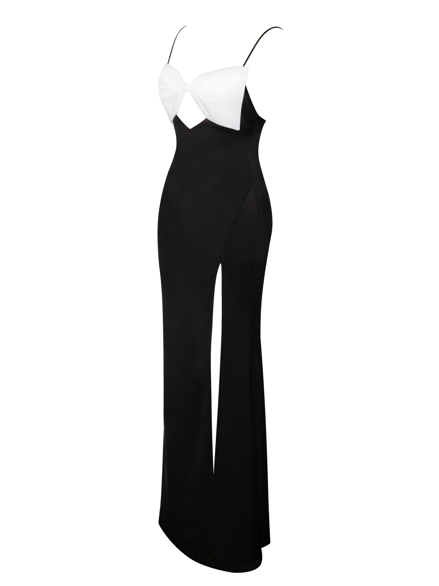Eleanor Bow Satin Gown | Black and White