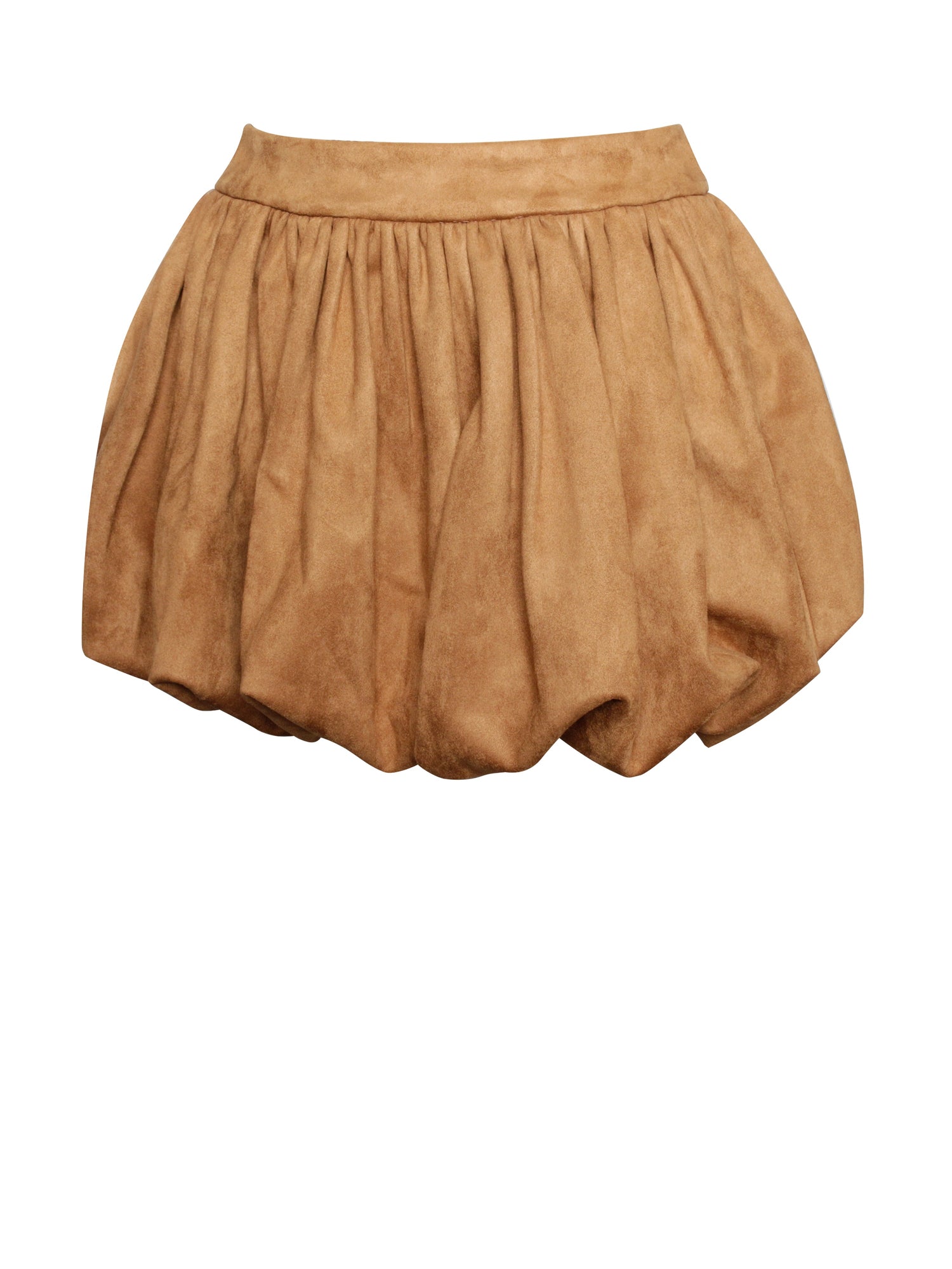 Yuna Bubble Hem Skirt | Brown Suede