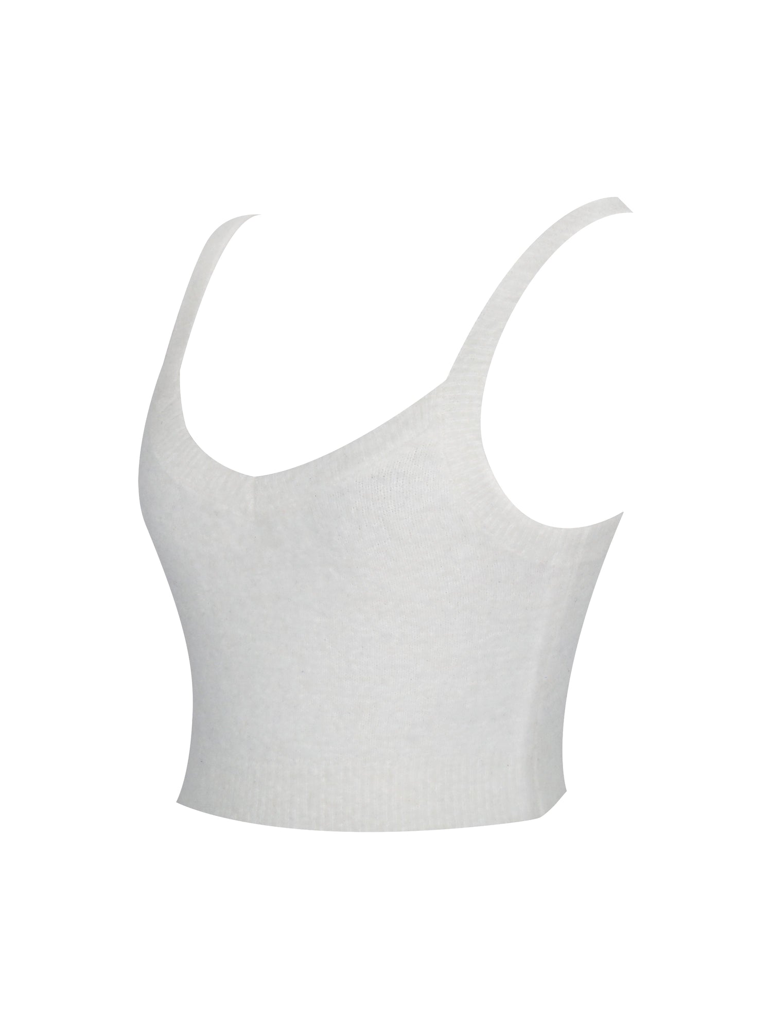 Selene Wool-Blend Ribbed Knit V-Neck Top | White
