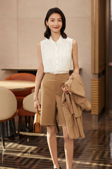 Silk-Cotton Sleeveless Shirt | White