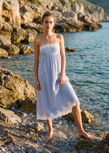 Kacey Strapless Dress | Blue Stripe