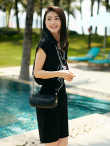 convertible collar mulberry silk blouse | Black
