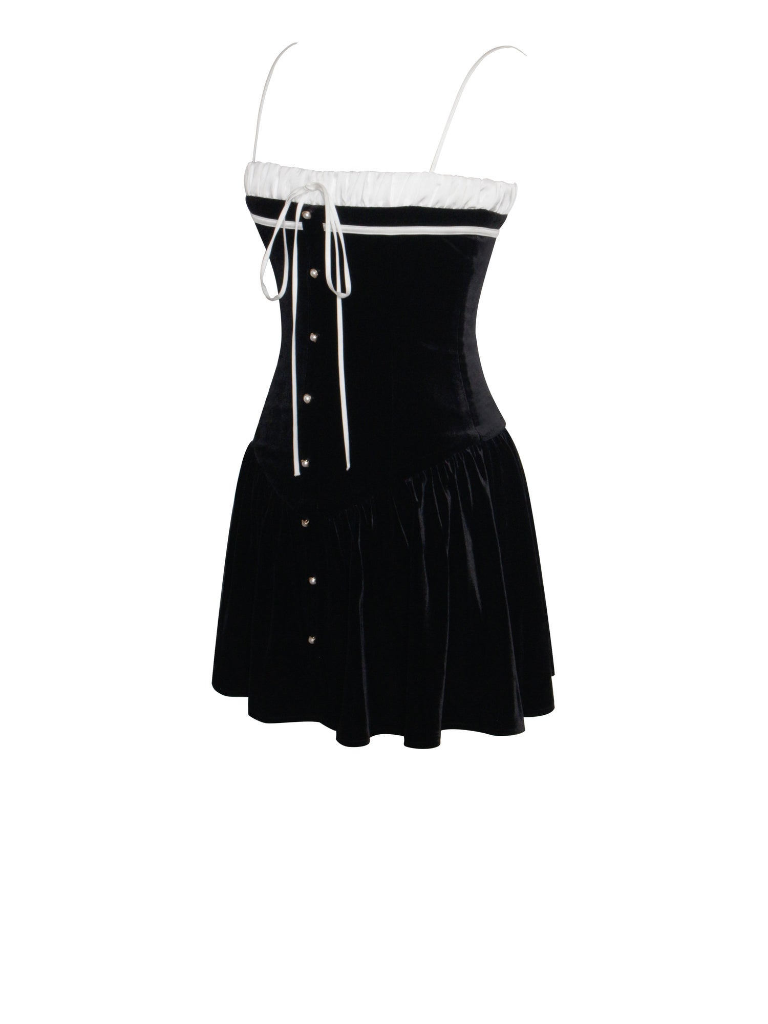 Olya Velvet A-Line Corset Mini Dress | Black and White