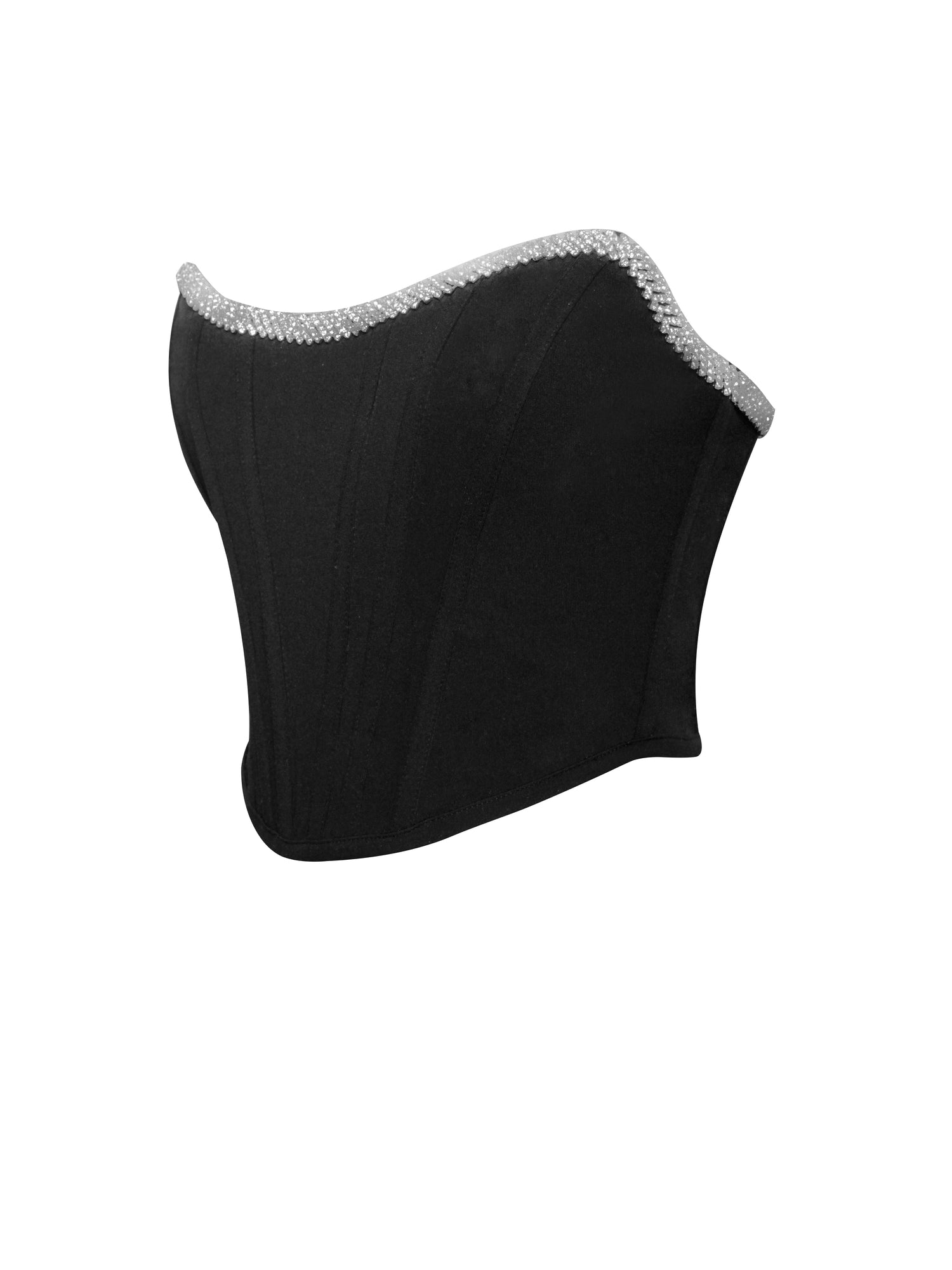 Melanie Corset Top With Crystal Trim | Black