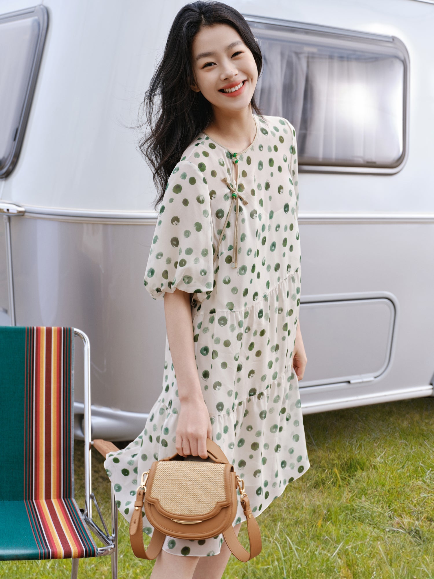 Silk Chiffon Dress | Green