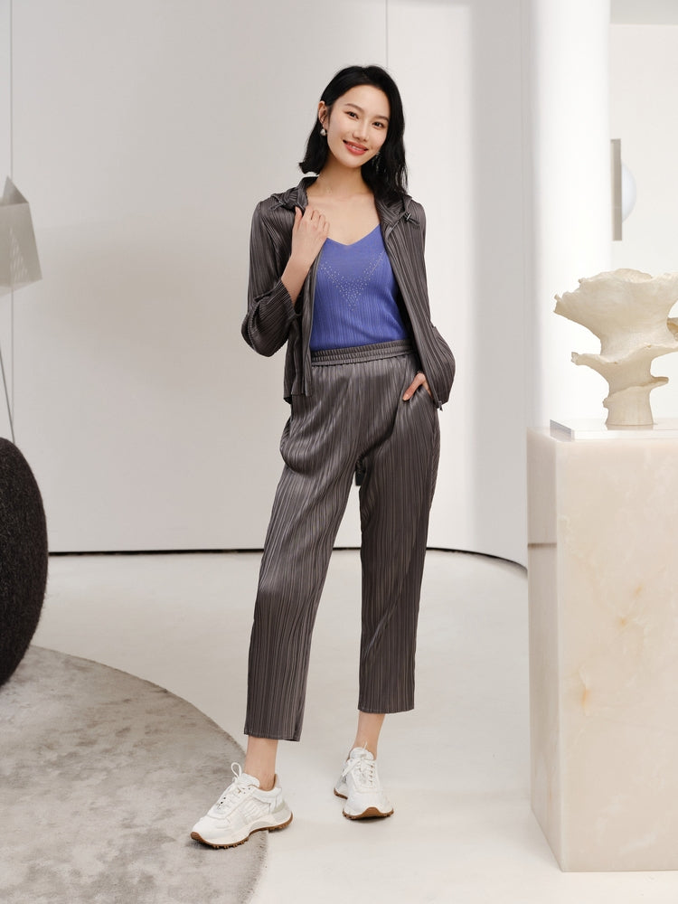 Acetate Tapered Pants | Grey