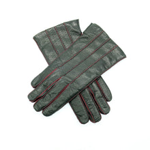 Leather Gloves With Contrast Color Stitches | Black/Red