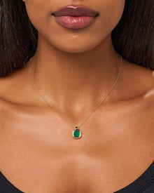 Clara Pendant | 14K Gold on Brass | Green Onyx
