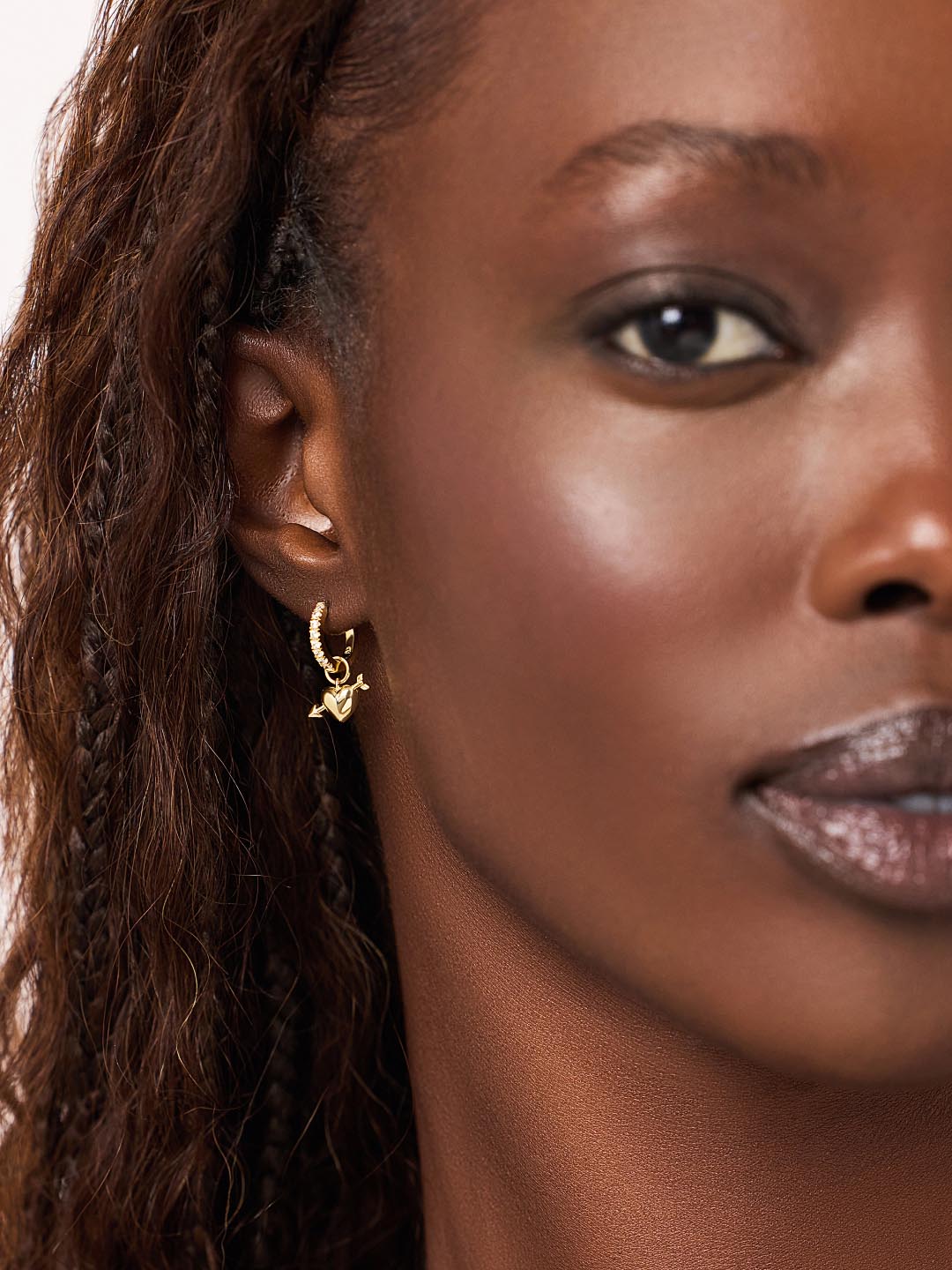 14K Gold Plated Love Vday Heart Arrow Paired Set Huggie Hoops Earring Charms Ana Luisa Cupids Heart Charm Huggies