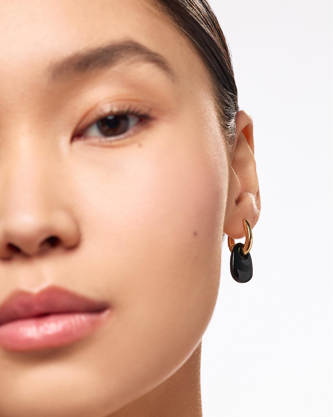 Kayla Drop Earrings | 14K Gold on Brass | Black Recycled Glass
