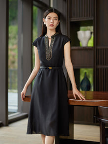 Silk Midi Dress | Black