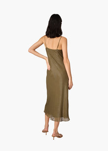 Luanna Metallic Chiffon Midi Dress | Grove