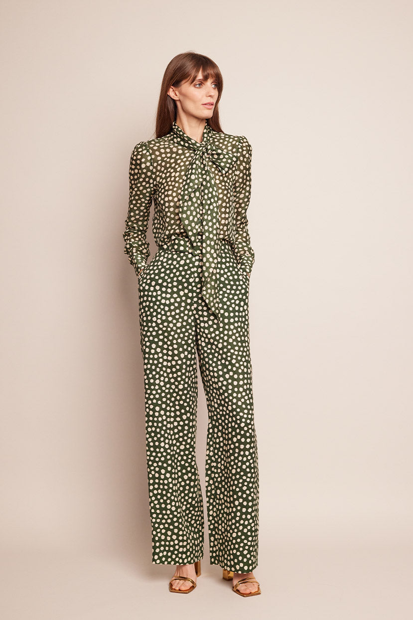 Mayflower Pants | Abstract Dot Green Turtledove