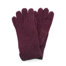 Mens | Cashmere Gloves with Suede Piping | Black Currant/Chocolate