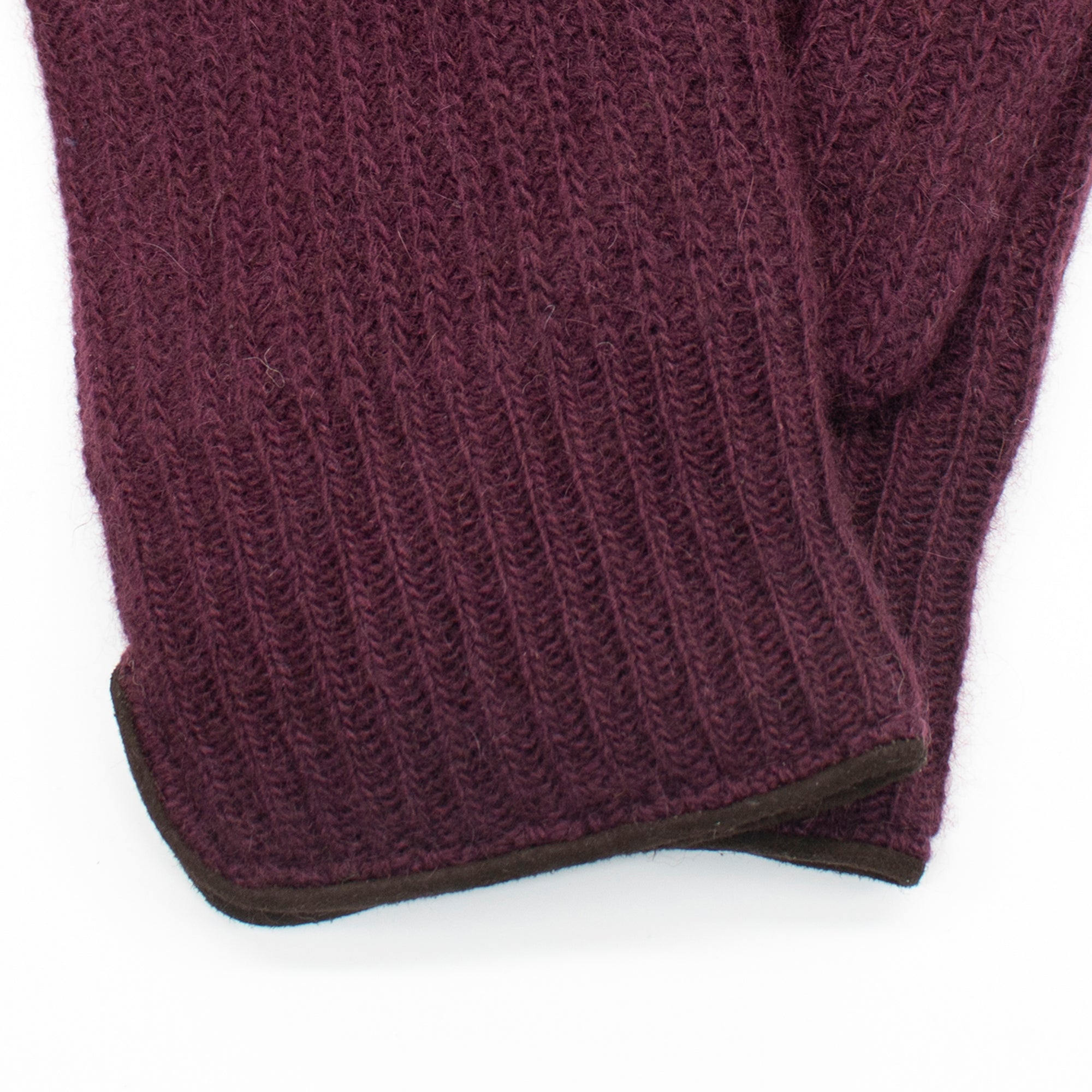Mens | Cashmere Gloves with Suede Piping | Black Currant/Chocolate