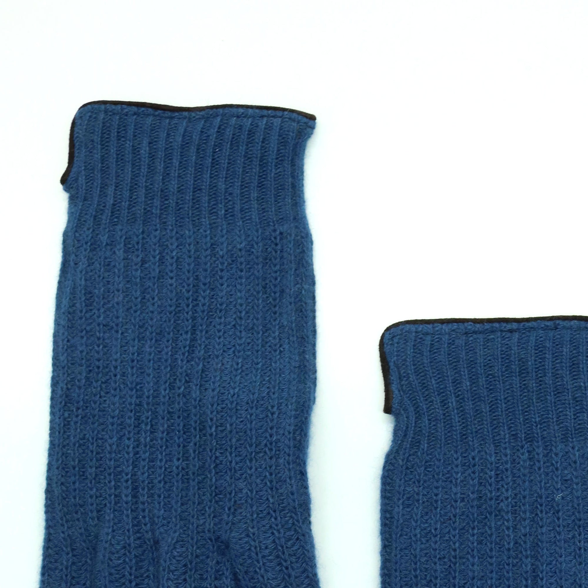Mens | Cashmere Gloves with Suede Piping | Indigo Blue/Brown