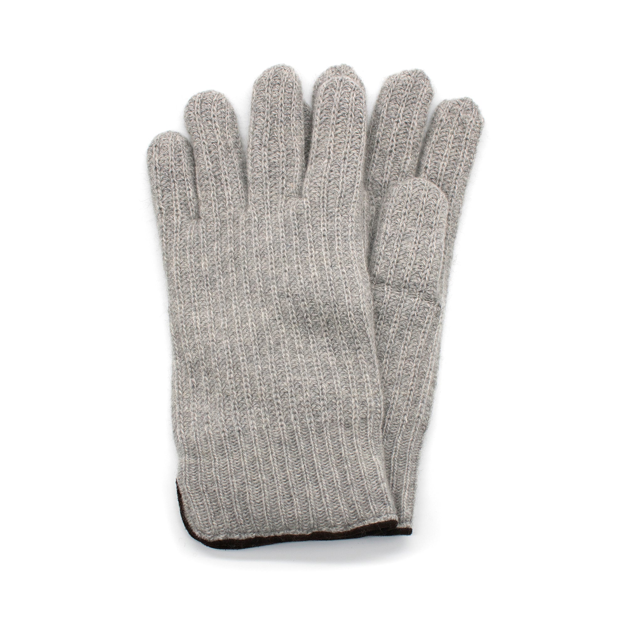 Mens | Cashmere Gloves with Suede Piping | Light Grey