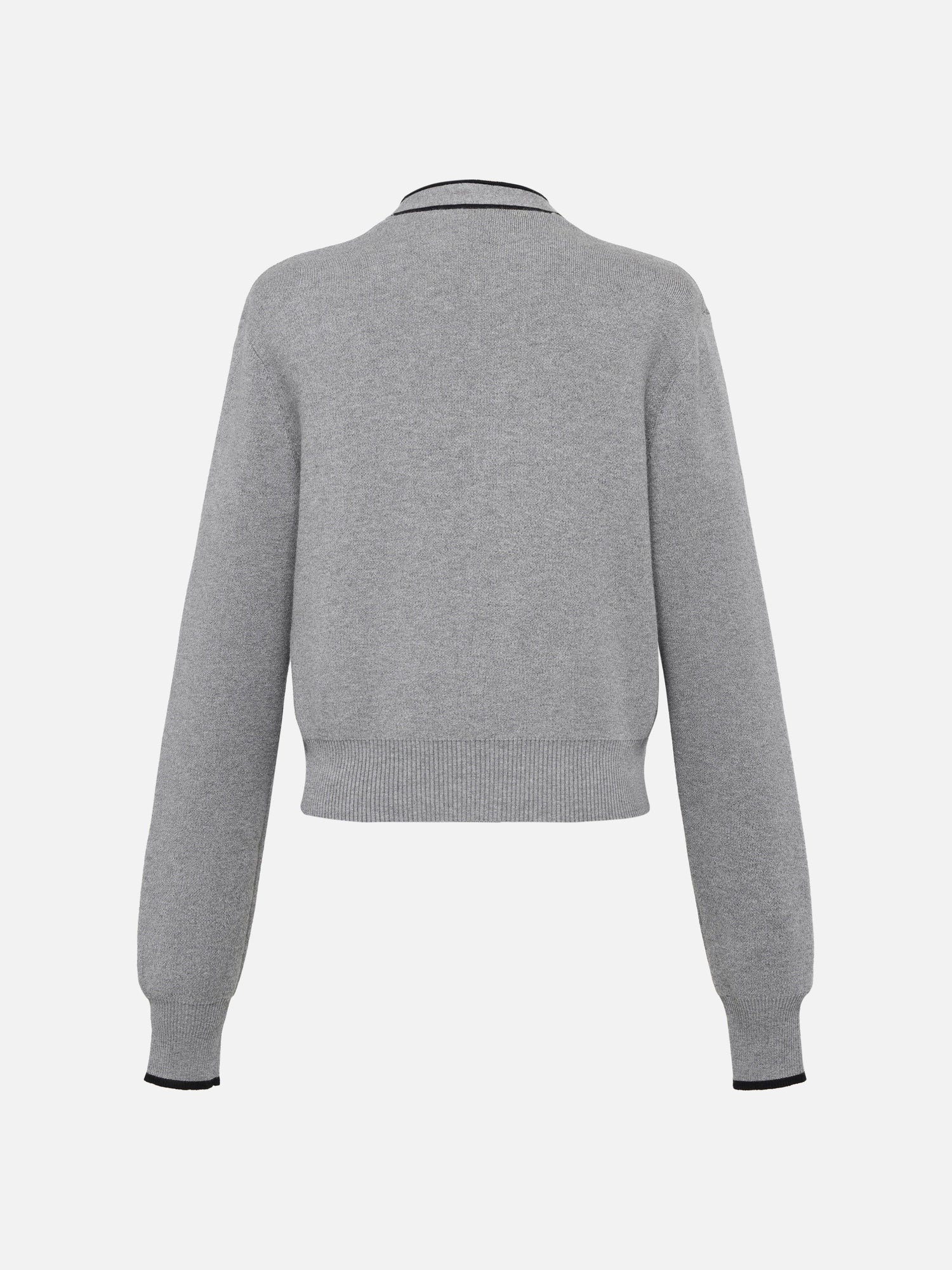 Cotton Cashmere Blended V-Neck Color-Block Knit Cardigan | Grey