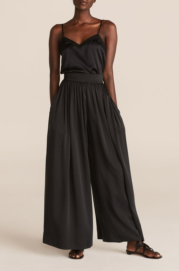 Silk Charmeuse Flow Pant | Onyx