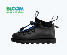 Side view of a Native Shoes Kids Fitzsimmons Citylite Bloom Kids | Jiffy Black/ Jiffy Black/ Victoria Blue Footwear